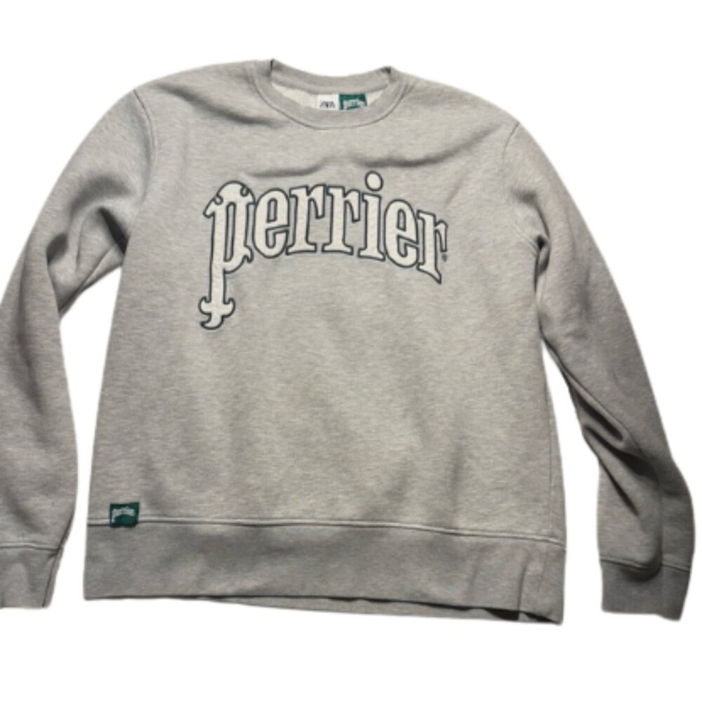 Zara Perrier Sweatshirt Gray Pullover Crewneck Sweatshirt Mens Size XL